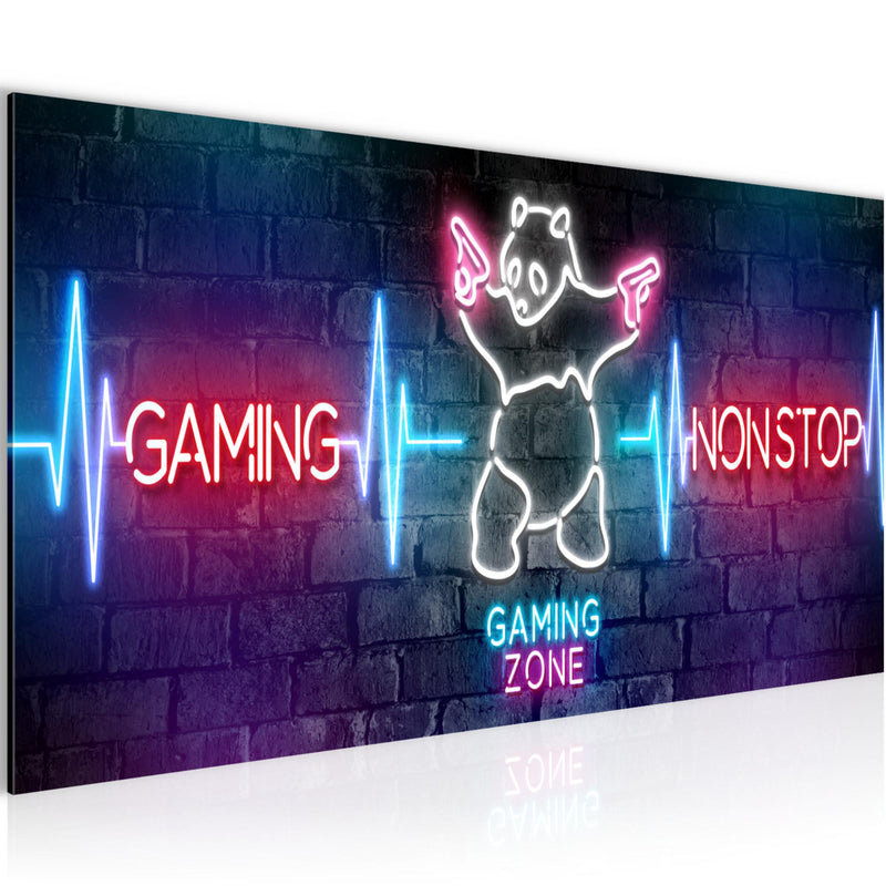 Runa Art Wandbild Spielkonsole Gaming 100 x 40 cm Modern Bild auf Vlies Leinwand Jugendzimmer Teenager Kinderzimmer Bunt 045012a