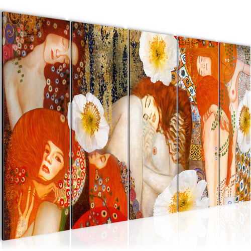 Runa Art Bild Collage Gustav Klimt Wandbilder auf Vlies Leinwand 5 Teilig Wanddekoration Wohnzimmer 018556a