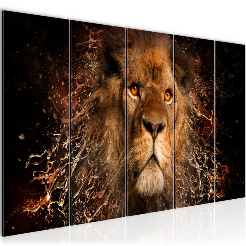 Runa Art Bild Afrika Löwe Wandbilder auf Vlies Leinwand 5 Teilig Wanddekoration Wohnzimmer Schlafzimmer 040756a