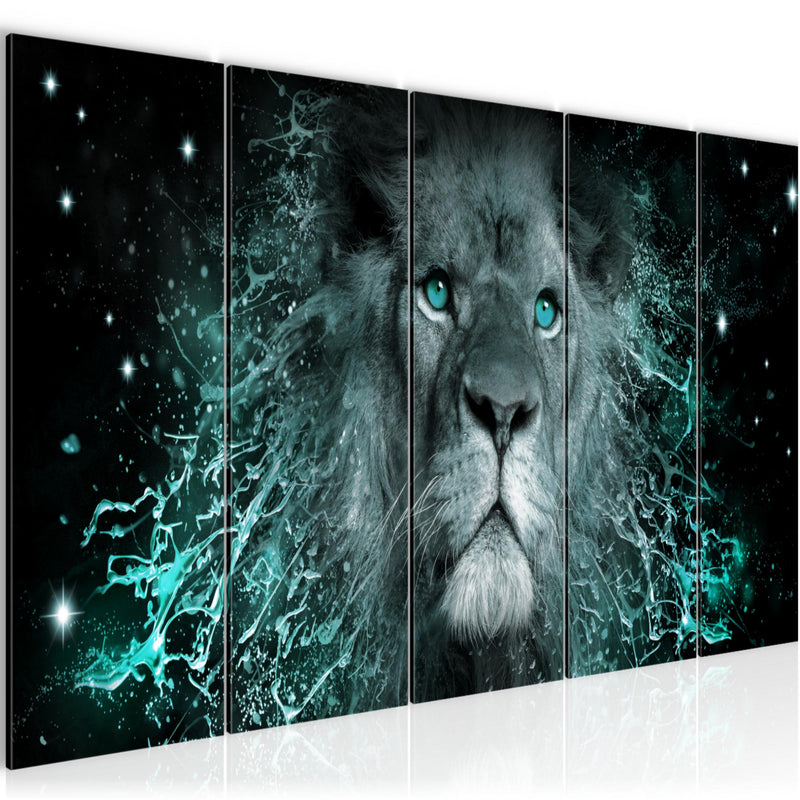 Runa Art Bild Afrika Löwe Wandbilder auf Vlies Leinwand 5 Teilig Wanddekoration Wohnzimmer Schlafzimmer 040756b