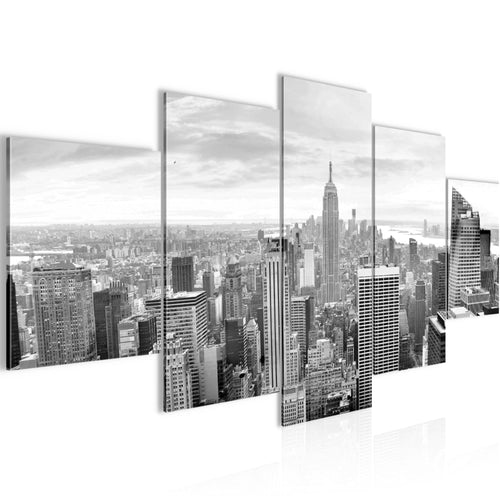 Runa Art - Bilder New York Skyline 200 x 100 cm 5 Teilig XXL Wanddekoration Design Schwarz Weiss 010251c