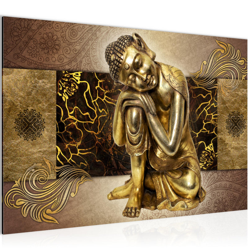 Runa Art Bild Buddha Zen Modern Wandbilder Wohnzimmer Schlafzimmer 1 Teilig - Made In Germany - Feng Shui Gold Flur 041315a