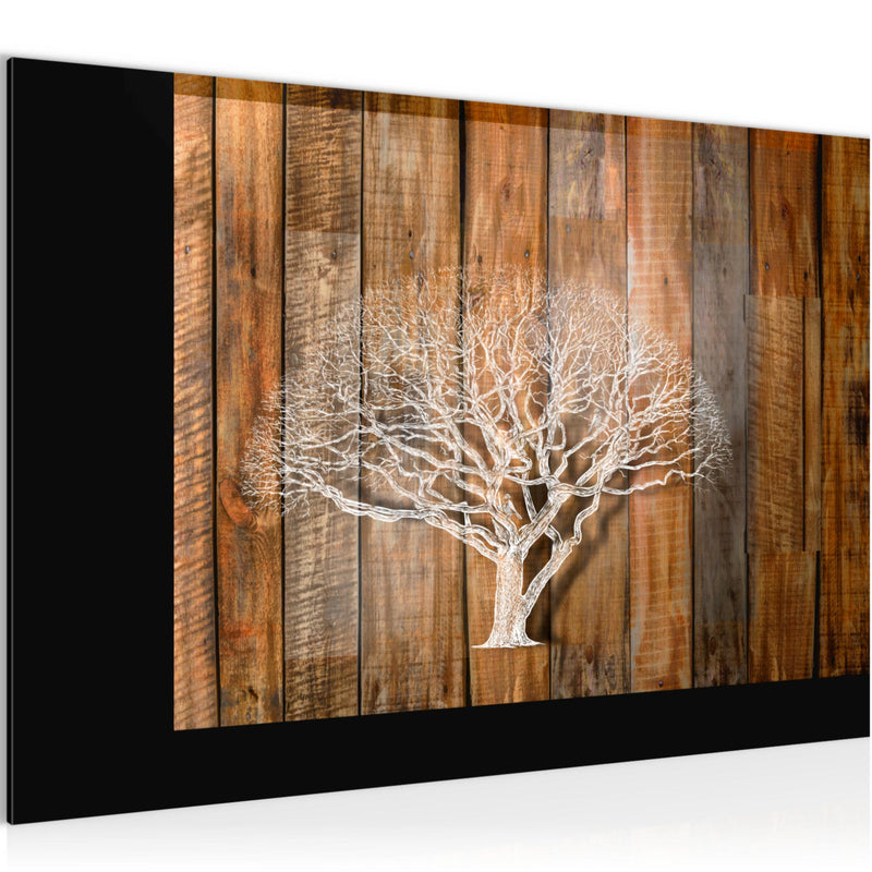Runa Art Bild Baum Abstrakt Modern Wandbilder Wohnzimmer 1 Teilig - Made In Germany - Holzmotiv Beige Braun Flur 039915a