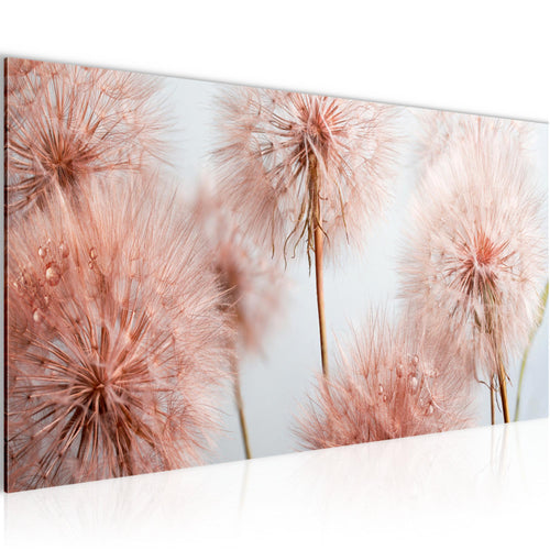 Runa Art Wandbild Blumen Pusteblumen 100 x 40 cm Modern Bild auf Vlies Leinwand Natur Wohnzimmer Grau Rosa 042012a
