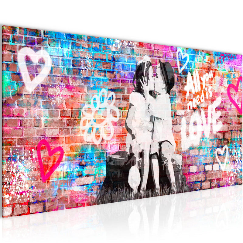 Runa Art Wandbild Love 100 x 40 cm Modern Bild auf Vlies Leinwand Rosa Wohnzimmer Schlafzimmer Büro Liebe 044612a