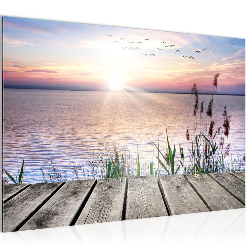 Runa Art Bild Brücke Am See Modern Wandbilder Wohnzimmer Schlafzimmer 1 Teilig - Made In Germany - Panorama Bunt Flur 034315a