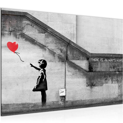 Runa Art Bild Banksy Ballon Girl Modern Wandbilder Loft Wohnzimmer 1 Teilig - Made In Germany - Street Art Red Flur 301615a
