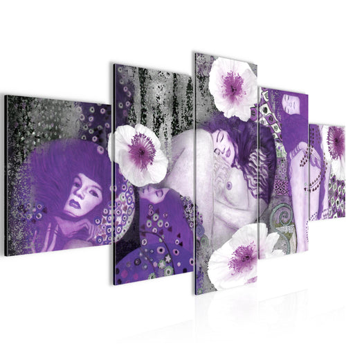 Runa Art - Bilder Collage Gustav Klimt 200 x 100 cm 5 Teilig XXL Wanddekoration Design Violett 018551c