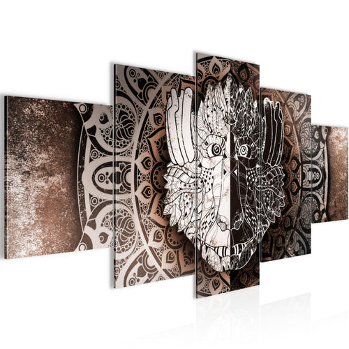 Runa Art - Bilder Mandala Abstrakt 200 x 100 cm 5 Teilig XXL Wanddekoration Design Beige Braun 040151c