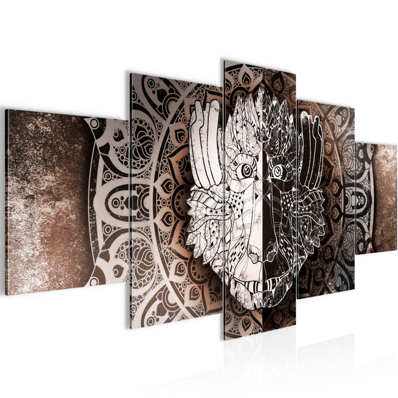 Runa Art - Bilder Mandala Abstrakt 200 x 100 cm 5 Teilig XXL Wanddekoration Design Beige Braun 040151c