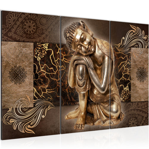 Runa Art Wandbilder Buddha Zen Bild XXL Wohnzimmer Schlafzimmer Braun Feng Shui 120 x 80 cm 3 Teilig 041331b