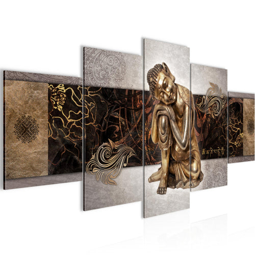 Runa Art Bild Wohnzimmer Schlafzimmer Buddha Zen 5 Teilig Feng Shui Beige Wandbilder auf Vlies Leinwand 041353c