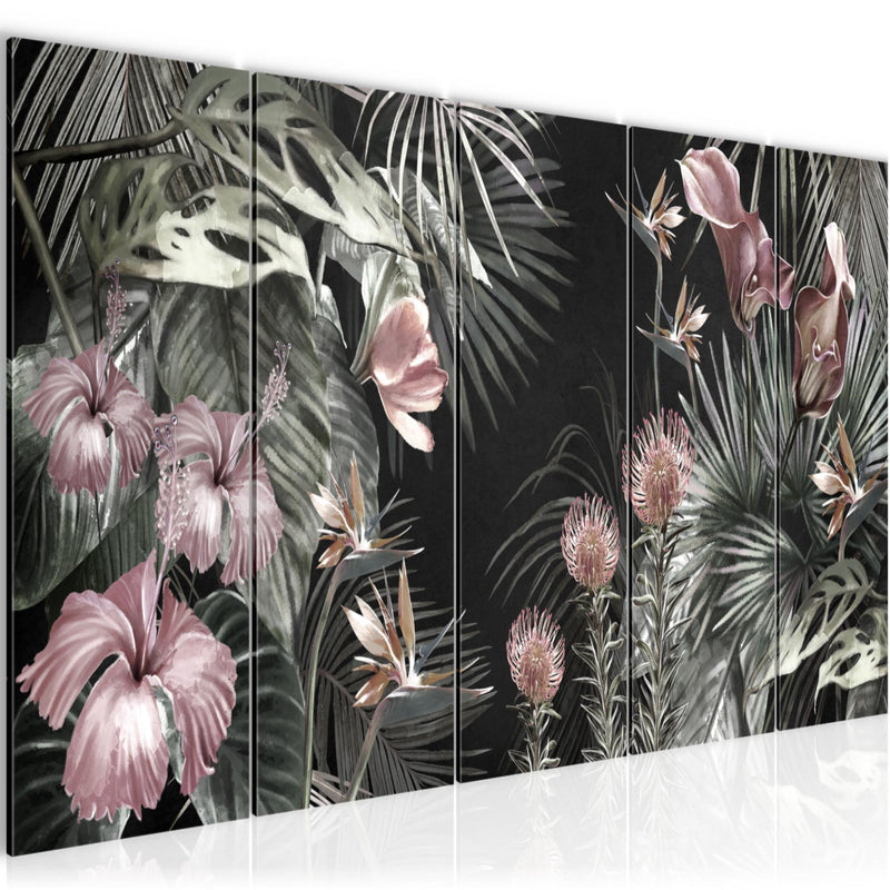 Runa Art Bild Blumen Wandbilder auf Vlies Leinwand 5 Teilig Wanddekoration Wohnzimmer Schlafzimmer 043356b