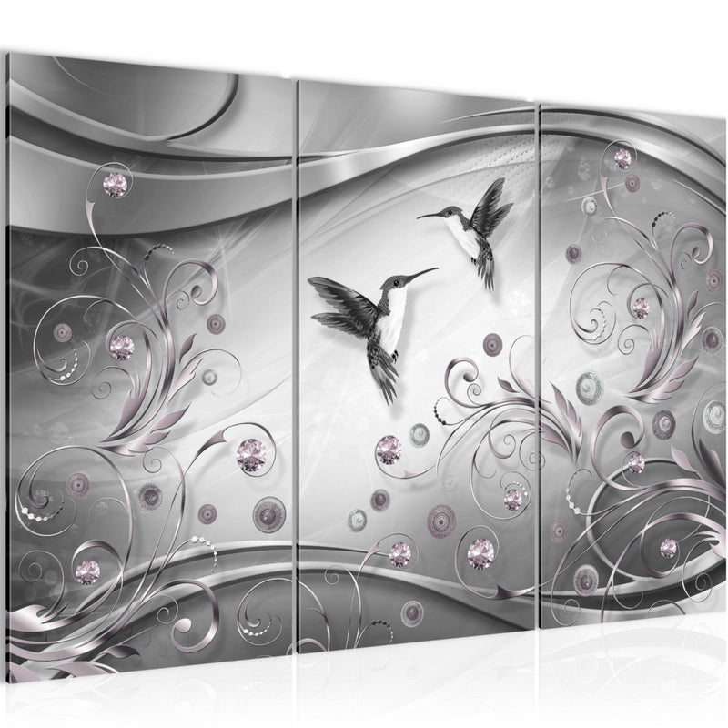 Runa Art Wandbilder Vintage Vogel Bild XXL Wohnzimmer Schlafzimmer Schwarz Weiss Abstrakt 120 x 80 cm 3 Teilig 038331c