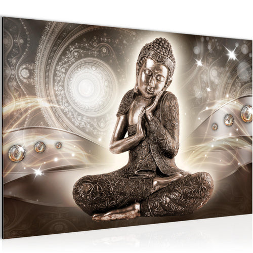 Runa Art Bild Buddha Zen Modern Wandbilder Wohnzimmer Schlafzimmer 1 Teilig - Made In Germany - Feng Shui Braun Flur 041615a