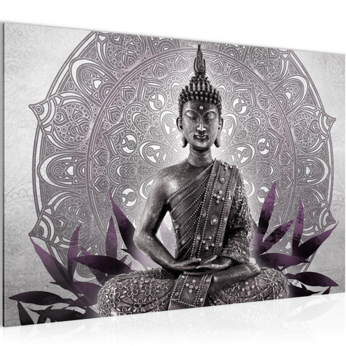 Runa Art Bild Buddha Modern Wandbilder Wohnzimmer Schlafzimmer 1 Teilig - Made In Germany - Orientalisch Schwarz Weiss Flur 031215c