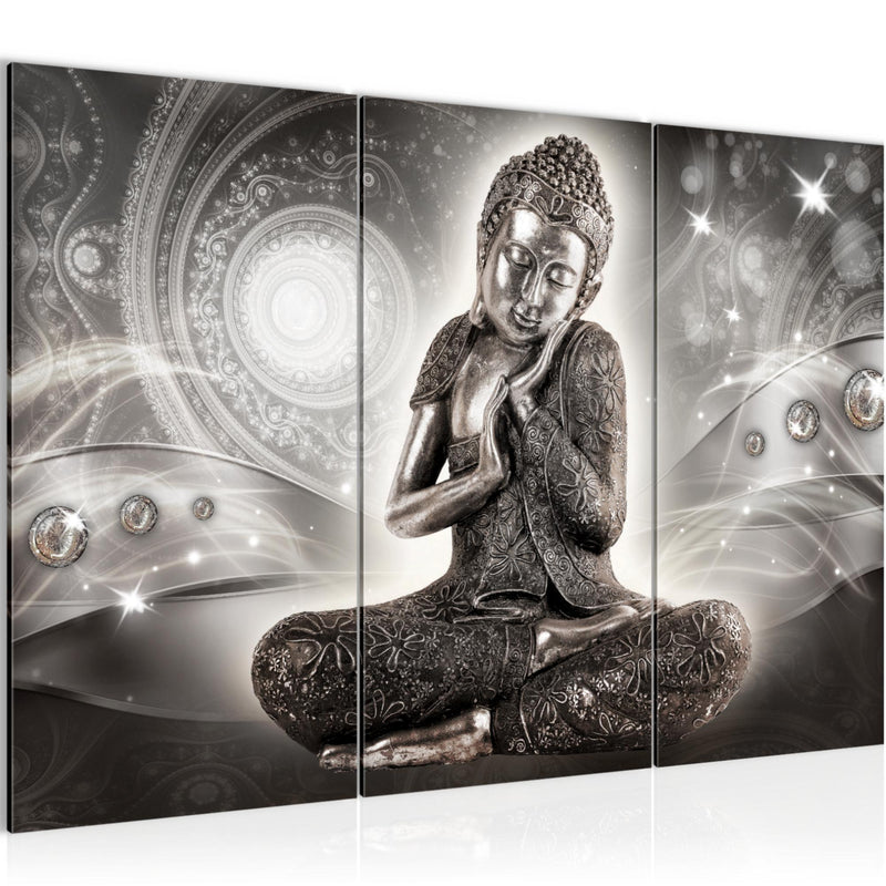 Runa Art Wandbilder Buddha Zen Bild XXL Wohnzimmer Schlafzimmer Grau Feng Shui 120 x 80 cm 3 Teilig 041631b