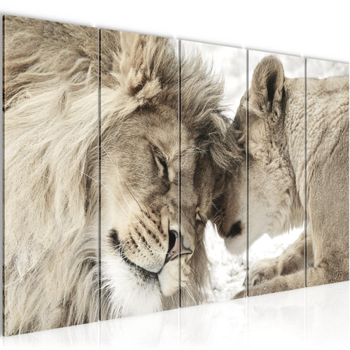 Runa Art Bild Löwen Liebe Wandbilder auf Vlies Leinwand 5 Teilig Wanddekoration Wohnzimmer Schlafzimmer 002156b