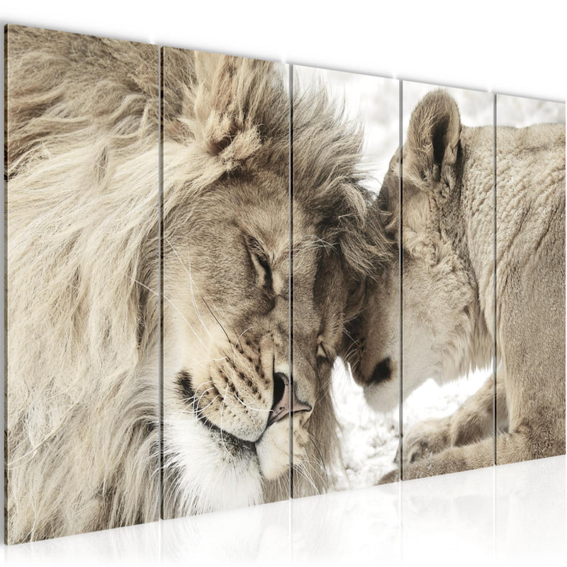 Runa Art Bild Löwen Liebe Wandbilder auf Vlies Leinwand 5 Teilig Wanddekoration Wohnzimmer Schlafzimmer 002156b