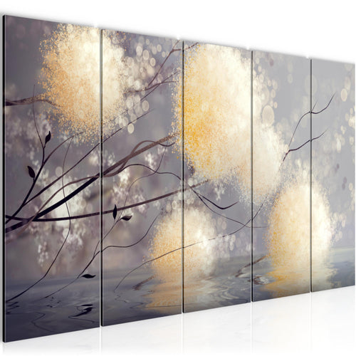 Runa Art Wandbild XXL Pusteblumen Wohnzimmer Schlafzimmer 200 x 80 cm Grau Beige 5 Teilig - Made in Germany - 044255a