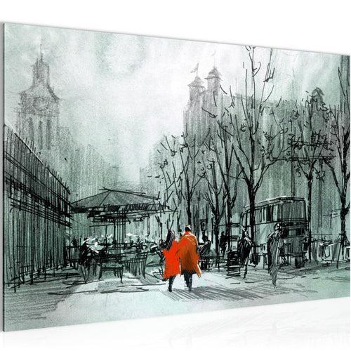 Runa Art Bild London Modern Wandbilder Wohnzimmer Schlafzimmer 1 Teilig - Made In Germany - Stadt Abstrakt Blau Flur 009715b