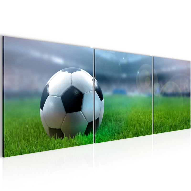 Runa Art - Bilder Fussball 120 x 40 cm 3 Teilig Wandbild auf Vlies Leinwand Grau Mehrteilig Modern 402433a