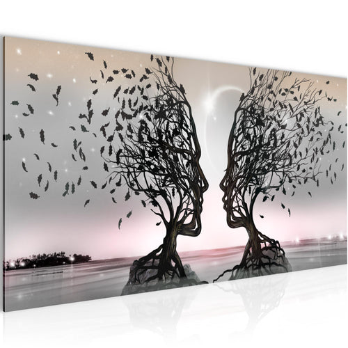 Runa Art Wandbild Abstrakt 100 x 40 cm Modern Bild auf Vlies Leinwand Schwarz Wohnzimmer Schlafzimmer Büro Gesichter 044812b