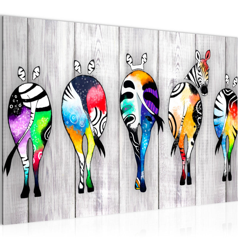 Runa Art Bild Zebra Modern Wandbilder Wohnzimmer Schlafzimmer 1 Teilig - Made In Germany - Abstrakt Grau Bunt Flur 034015c