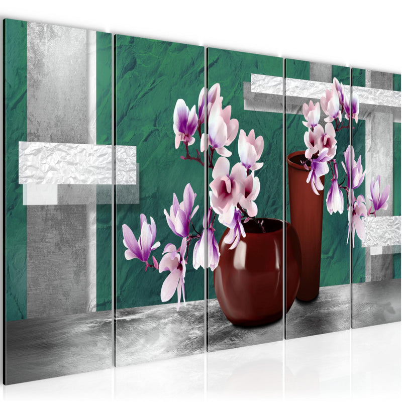 Runa Art Bild Blumen Abstrakt Wandbilder auf Vlies Leinwand 5 Teilig Wanddekoration Wohnzimmer Schlafzimmer 035256b