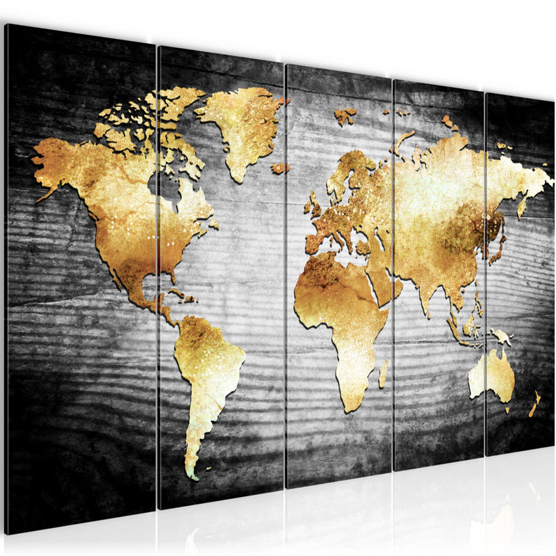 Runa Art Wandbilder XXL Weltkarte Wohnzimmer Schlafzimmer Büro 200L x 80B cm Weltkarte 5 Teilig - Made in Germany - 057655a