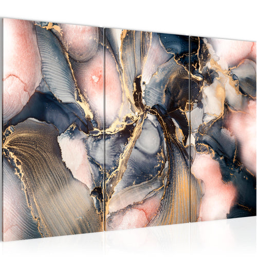 Runa Art Wandbilder Abstrakt Bild XXL Wohnzimmer Schlafzimmer blau rosa Gold Pastel 120 x 80 cm 3 Teilig 043831a