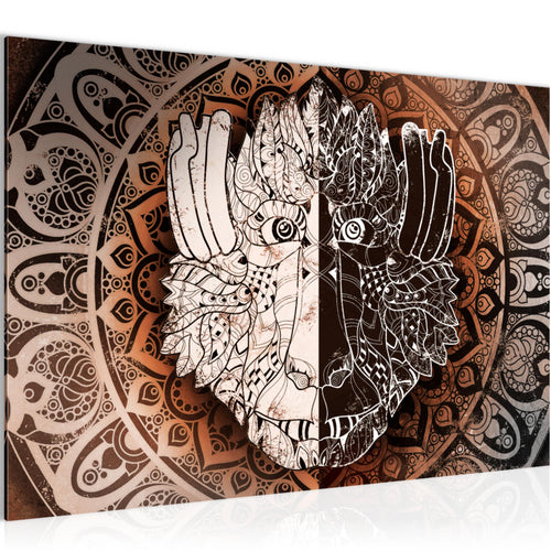 Runa Art Bild Mandala Abstrakt Modern Wandbilder Wohnzimmer Schlafzimmer 1 Teilig - Made In Germany - Kupfer Beige Braun Flur 040115c