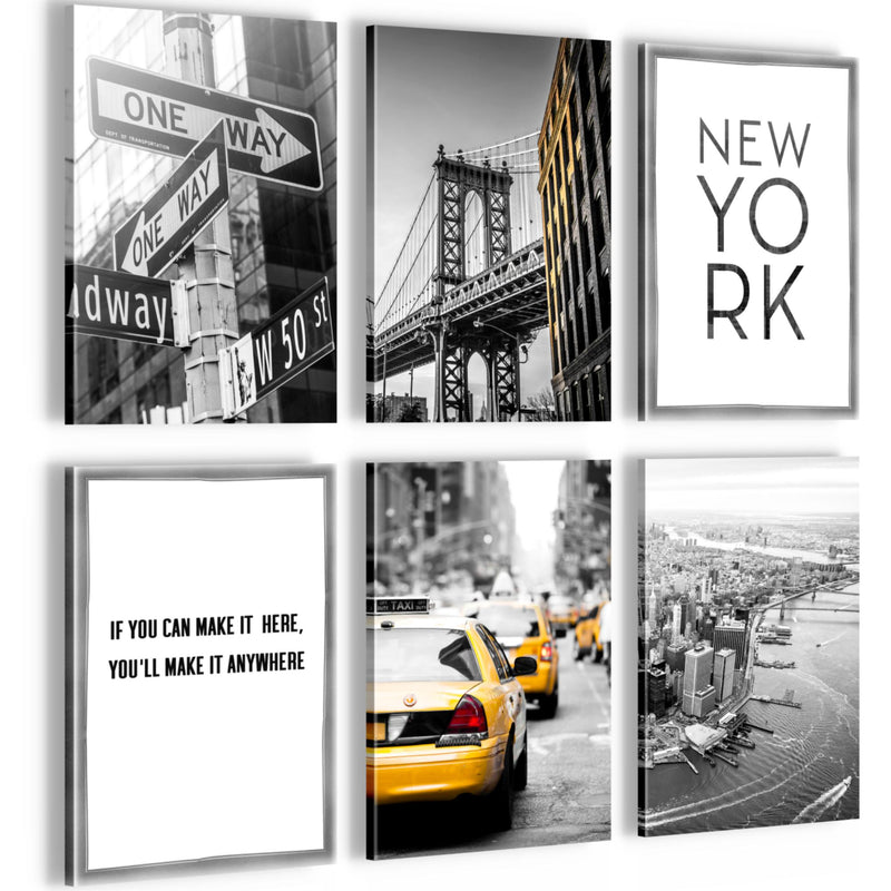 Novart Wandbilder Set New York City Taxi - KOMPLETT AUFHÄNGFERTIG - Made in Germany - Moderne Bilder  Wohnzimmer Schlafzimmer - N006364a