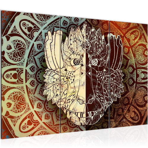 Runa Art Wandbilder Mandala Abstrakt Bild XXL Wohnzimmer Schlafzimmer Beige Braun Kupfer 120 x 80 cm 3 Teilig 040131a
