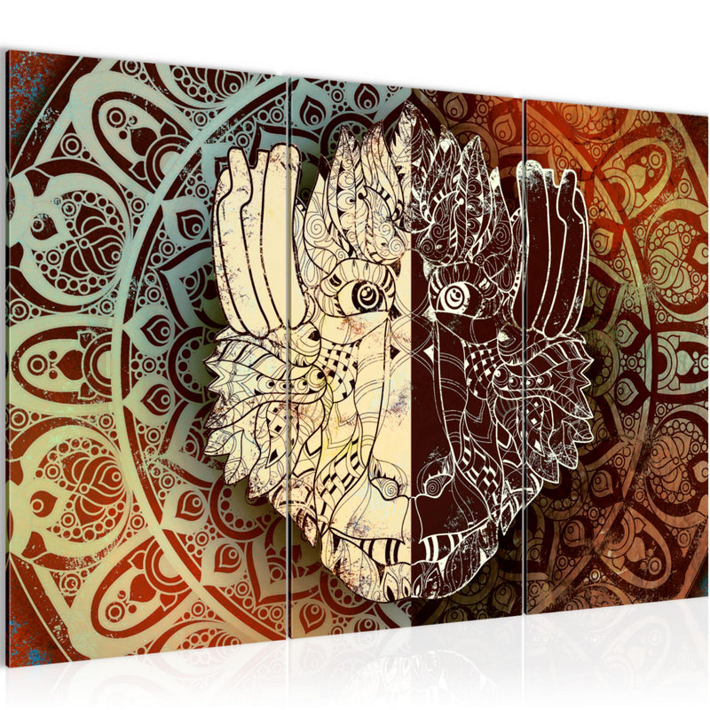Runa Art Wandbilder Mandala Abstrakt Bild XXL Wohnzimmer Schlafzimmer Beige Braun Kupfer 120 x 80 cm 3 Teilig 040131a