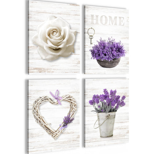 Novart Bilder Home Provence - Fertig Zum Aufhängen - Kein Extra Rahmen benötigt - Wandbilder Set Wohnzimmer Schlafzimmer - N003047a