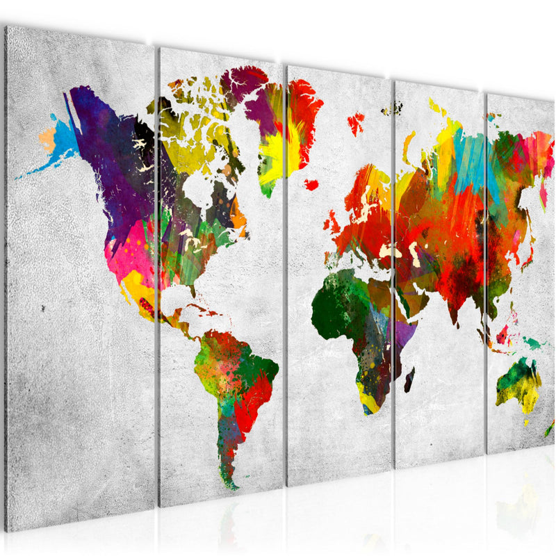 Runa Art Bild Weltkarte Wandbilder auf Vlies Leinwand 5 Teilig Wanddekoration Büro Wohnzimmer 105156c