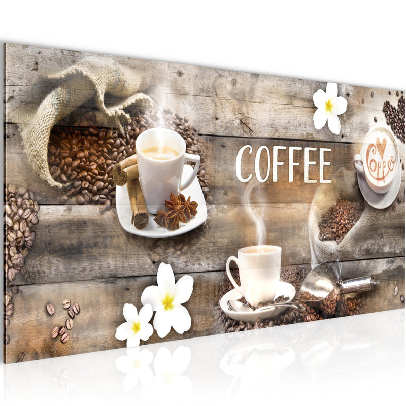 Runa Art Wandbild Küche 100 x 40 cm Modern Bild auf Vlies Leinwand Kaffee Küche Kaffee 027112b