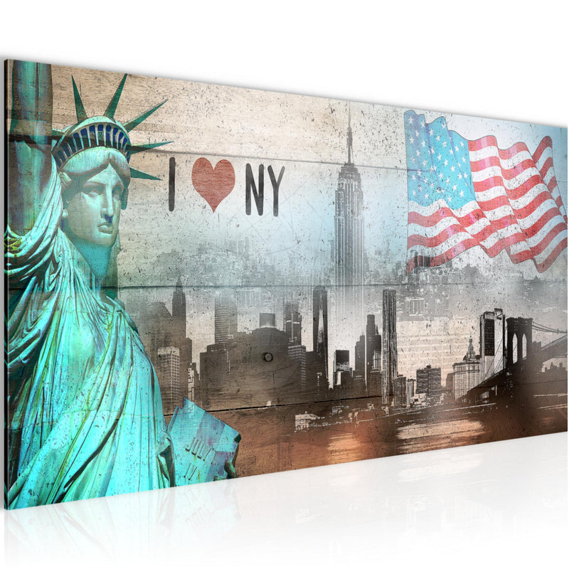 Runa Art Wandbild New York City 1 Teilig 100 x 40 cm Modern Bild auf Vlies Leinwand USA Wohnzimmer Büro Beige Bunt 034212b
