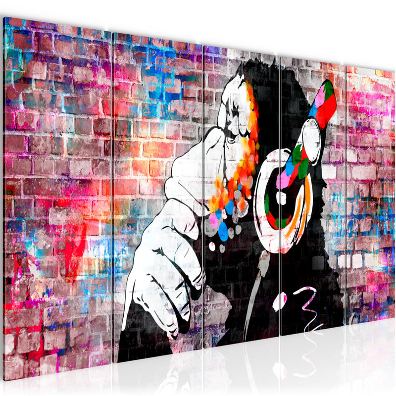 Runa Art Wandbilder XXL Street Art Wohnzimmer Schlafzimmer Büro 200 x 80 cm Affe 5 Teilig - Made in Germany - 042555c