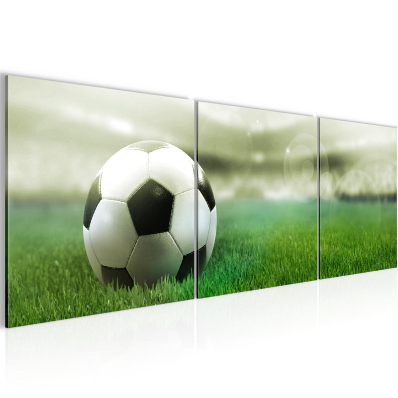 Runa Art - Bilder Fussball 120 x 40 cm 3 Teilig Wandbild auf Vlies Leinwand Grün Mehrteilig Modern 402433c