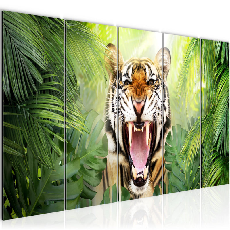 Runa Art Bild Tieger Abstrakt Wandbilder auf Vlies Leinwand 5 Teilig Wanddekoration Wohnzimmer Schlafzimmer 037556a