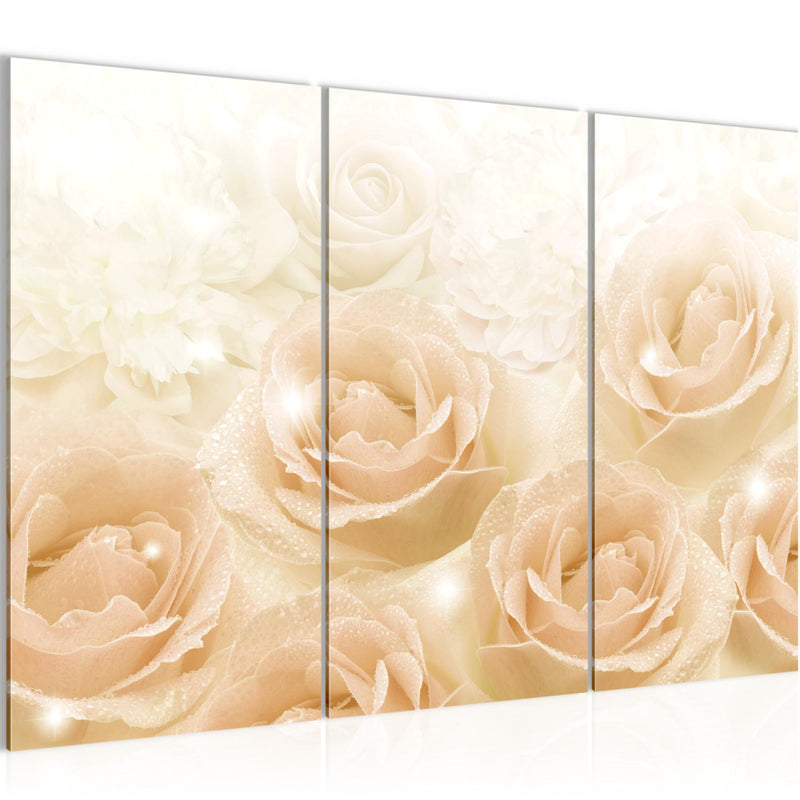 Runa Art Wandbilder Blumen Rosen Bild XXL Wohnzimmer Schlafzimmer Beige Vintage 120 x 80 cm 3 Teilig 017231b