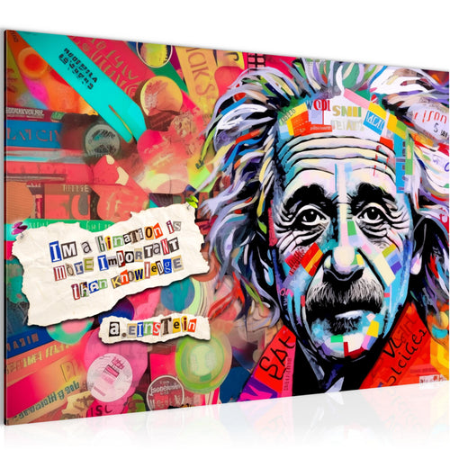 Runa Art Bild Einstein Street Art Modern Wandbilder Wohnzimmer Schlafzimmer 1 Teilig - Made In Germany - Banksy Style Bunt Flur 044915a