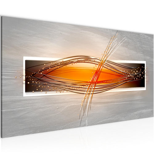 Runa Art Wandbild Abstrakt 100 x 40 cm Modern Bild auf Vlies Leinwand Orange Wohnzimmer Schlafzimmer Büro Wellen 103312c