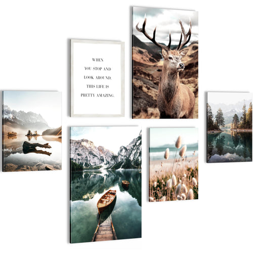 Novart Wandbilder Set Landschaft Natur - KEIN EXTRA RAHMEN BENÖTIGT - Modern Deko - Wohnzimmer Schlafzimmer Büro N013267a