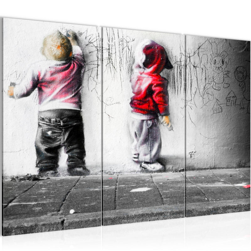 Runa Art Wandbilder Kinder Graffiti Bild XXL Babyzimmer Spielzimmer Bunt Streetart 120 x 80 cm 3 Teilig 039231c