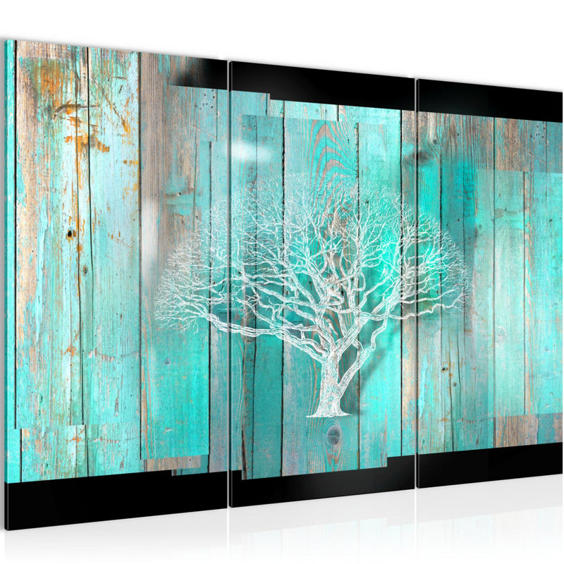 Runa Art Wandbilder Baum Abstrakt Bild XXL Wohnzimmer Türkis Grau Holzmotiv 120 x 80 cm 3 Teilig 039931c
