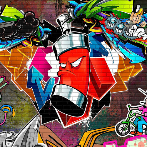 Runa Art Bild Graffiti Modern Wandbilder Loft Wohnzimmer 1 Teilig - Made In Germany - Street Art Bunt Flur 401815a