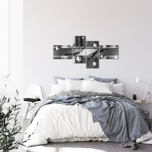 Runa Art Wandbilder Set XXL Abstrakt Wohnzimmer Schlafzimmer Grau Schwarz Weiss 4 Teilig - Made in Germany - 109545c